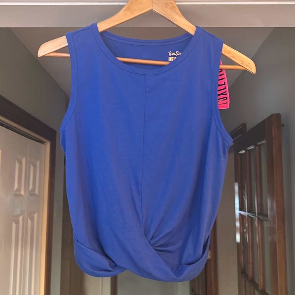 NWT Lilly Pulitzer Blue Twist Front Cropped Tank Top